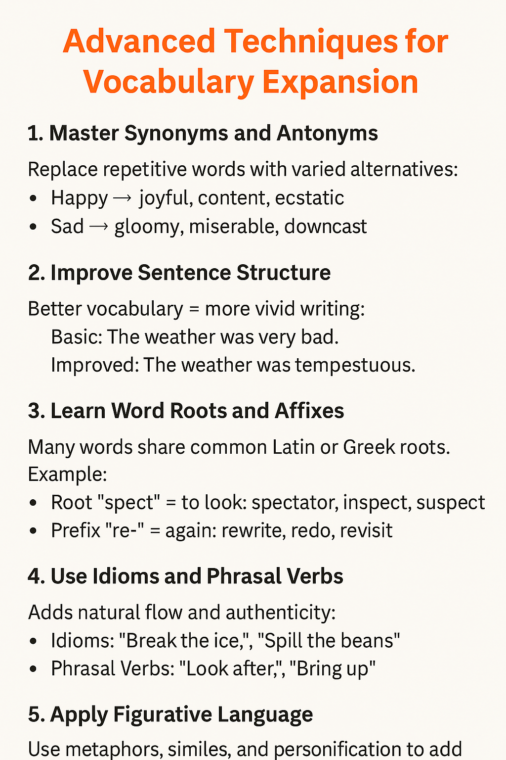 Advanced Techniques for Vocabulary Expansion