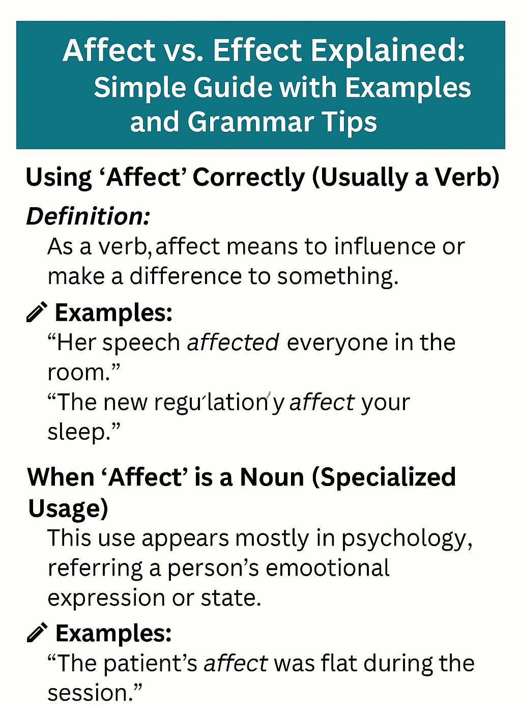 Affect vs. Effect Explained Grammar Tips