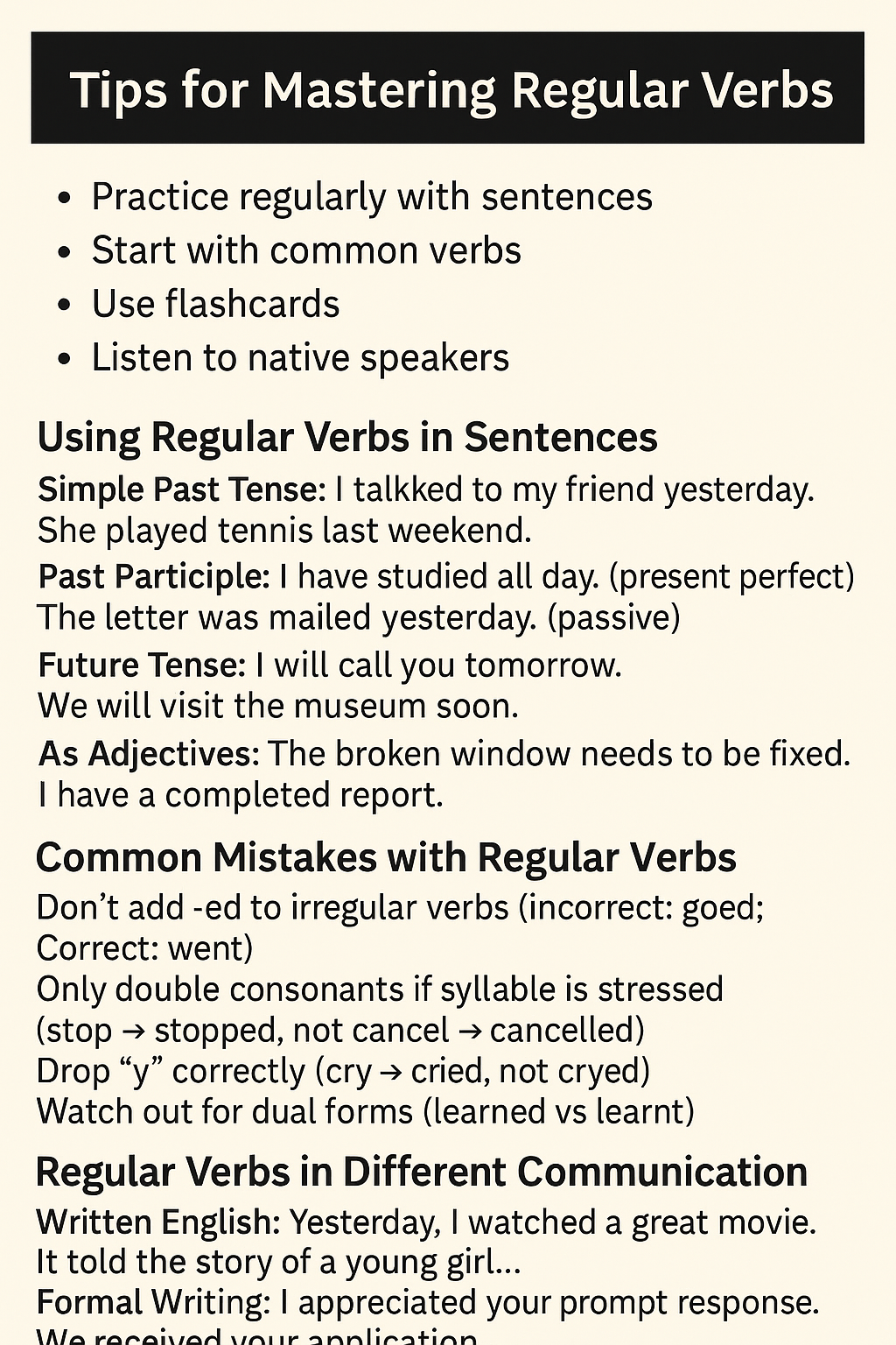 Tips for Mastering Regular Verbs