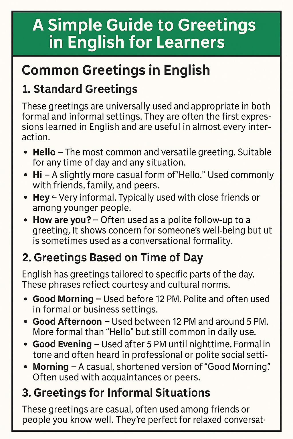 Common Greetings in English