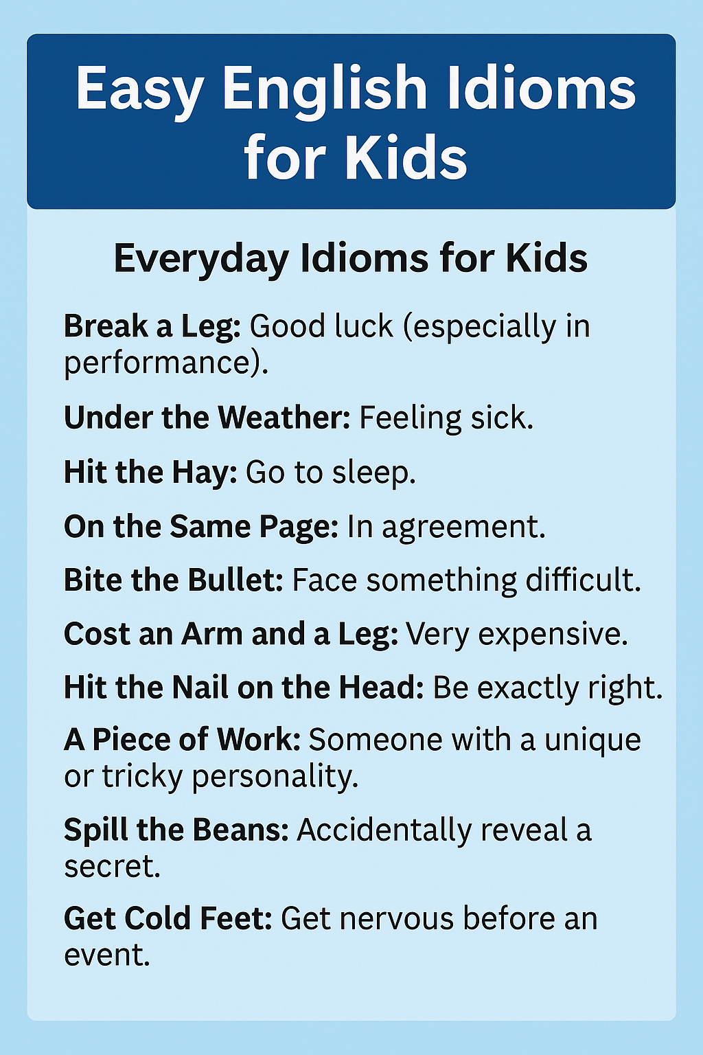 Everyday Idioms for Kids