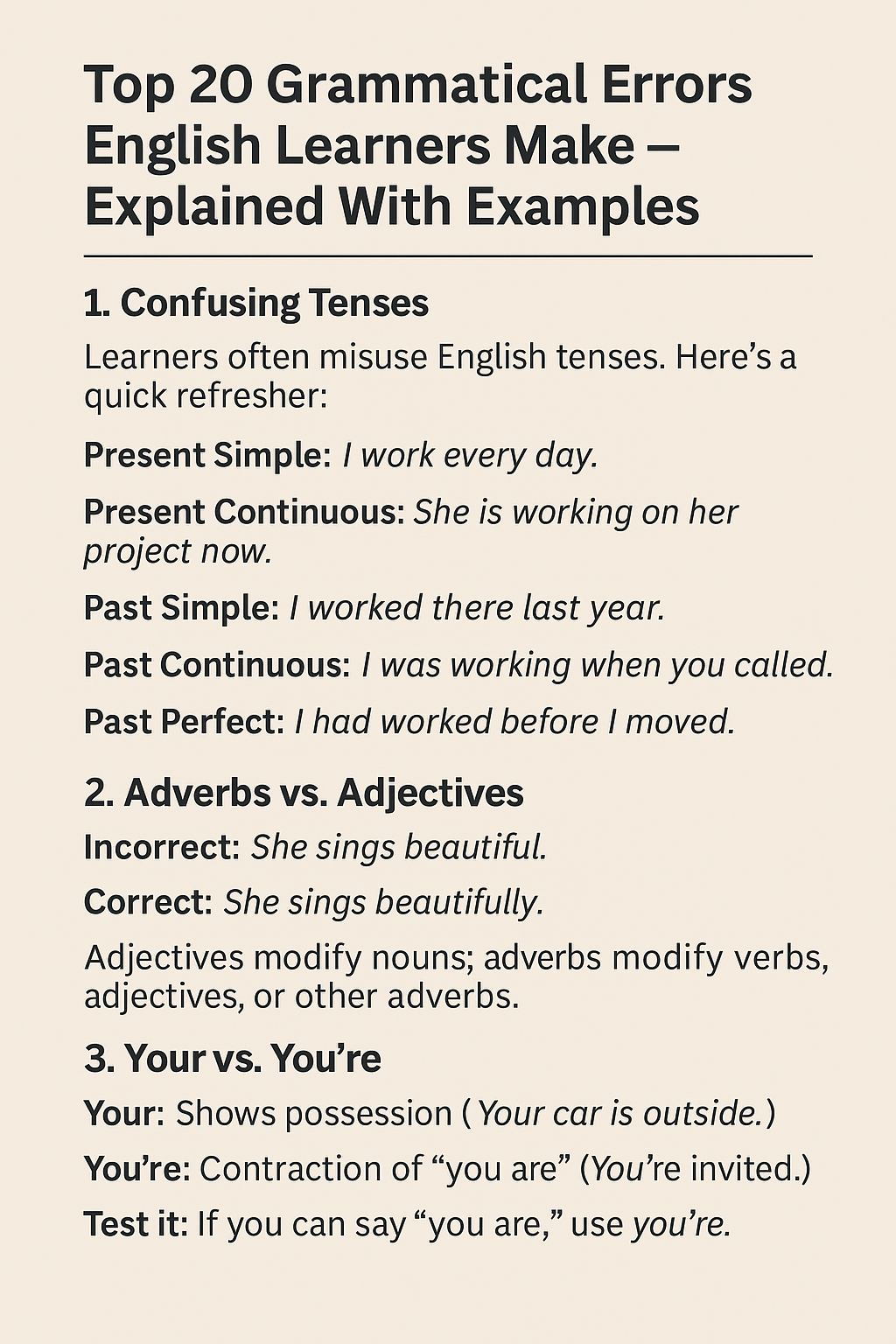 Grammatical Errors in English Learners Make
