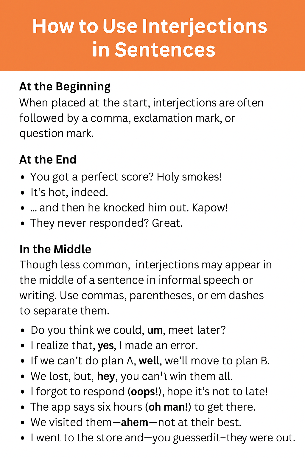 How to Use Interjections in Sentences