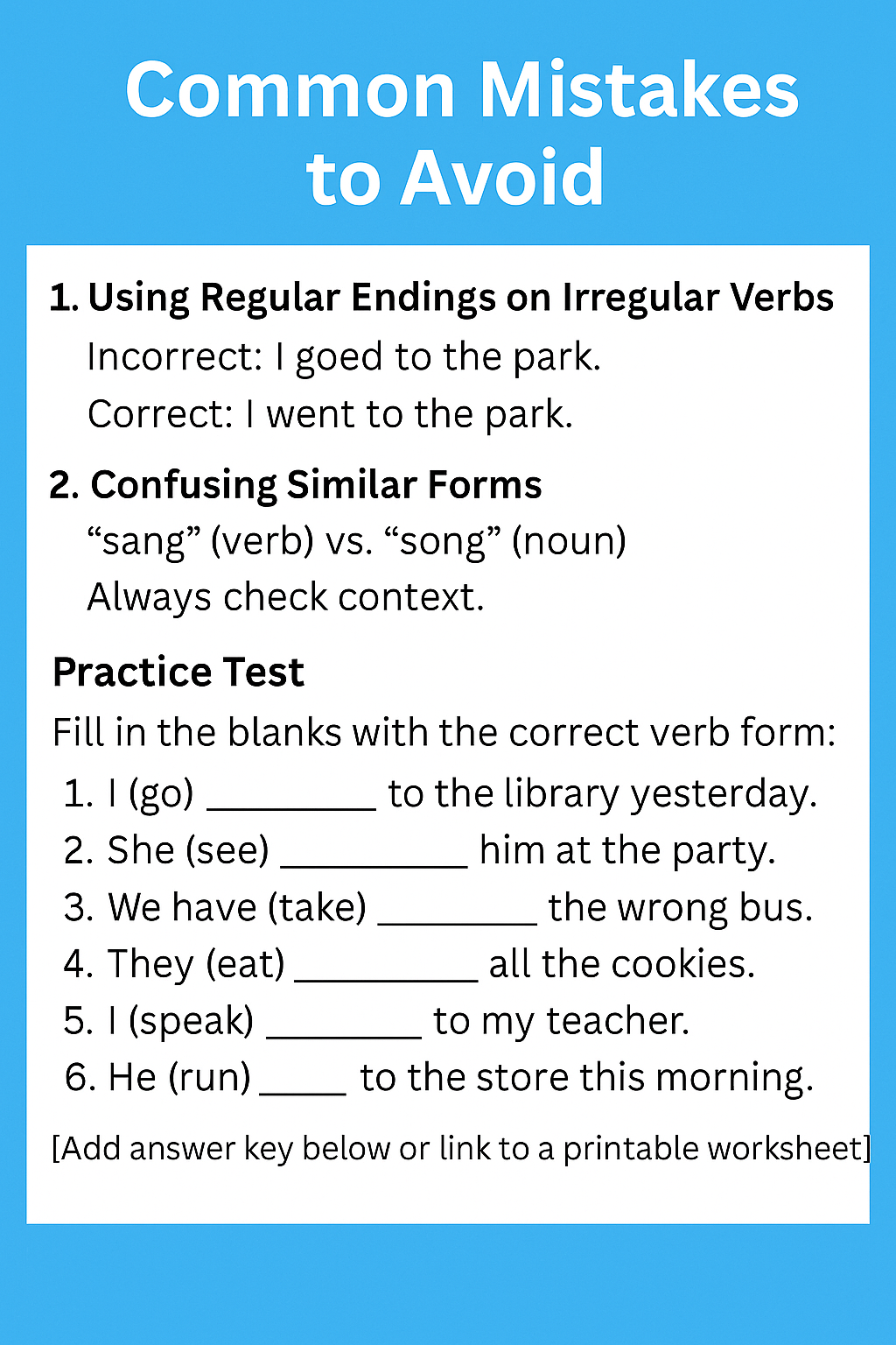 Irregular Verbs in English