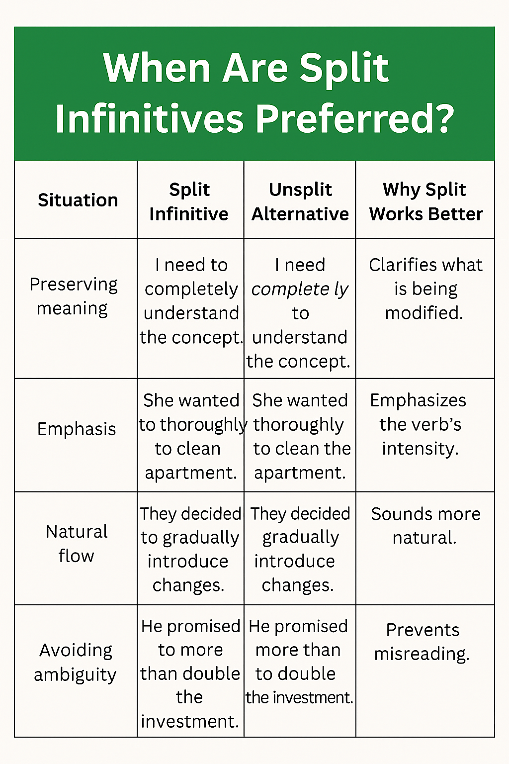 Split Infinitives in English
