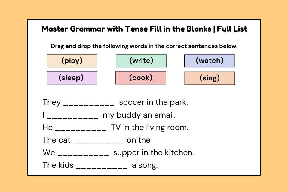 Master Grammar with Tense Fill in the Blanks Full List
