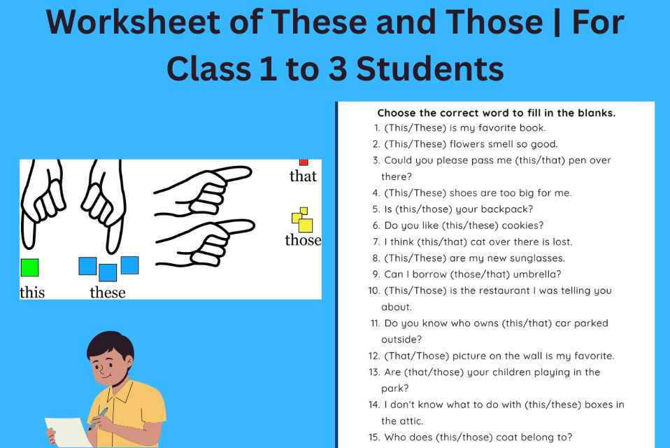Worksheet of These and Those For Class 1 to 3 Students