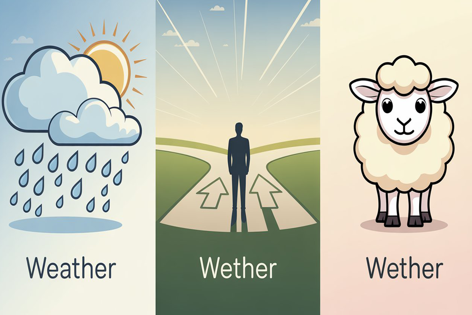 Weather vs Whether vs Wether