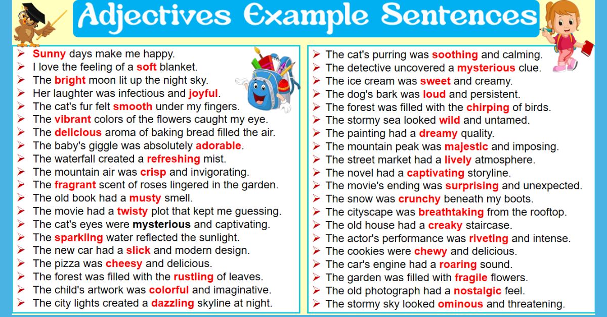 Examples of Adjectives in Sentences