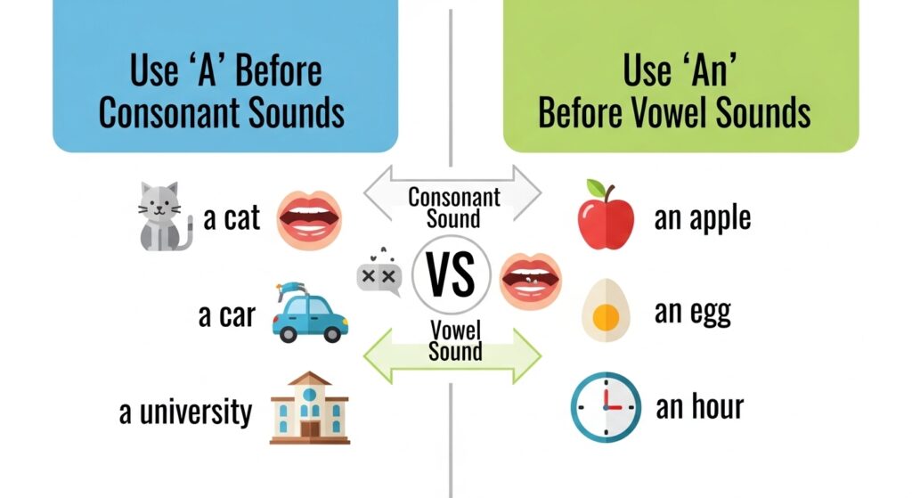 When to Use “A” vs “An” in English (Rules, Examples & Easy Guide)