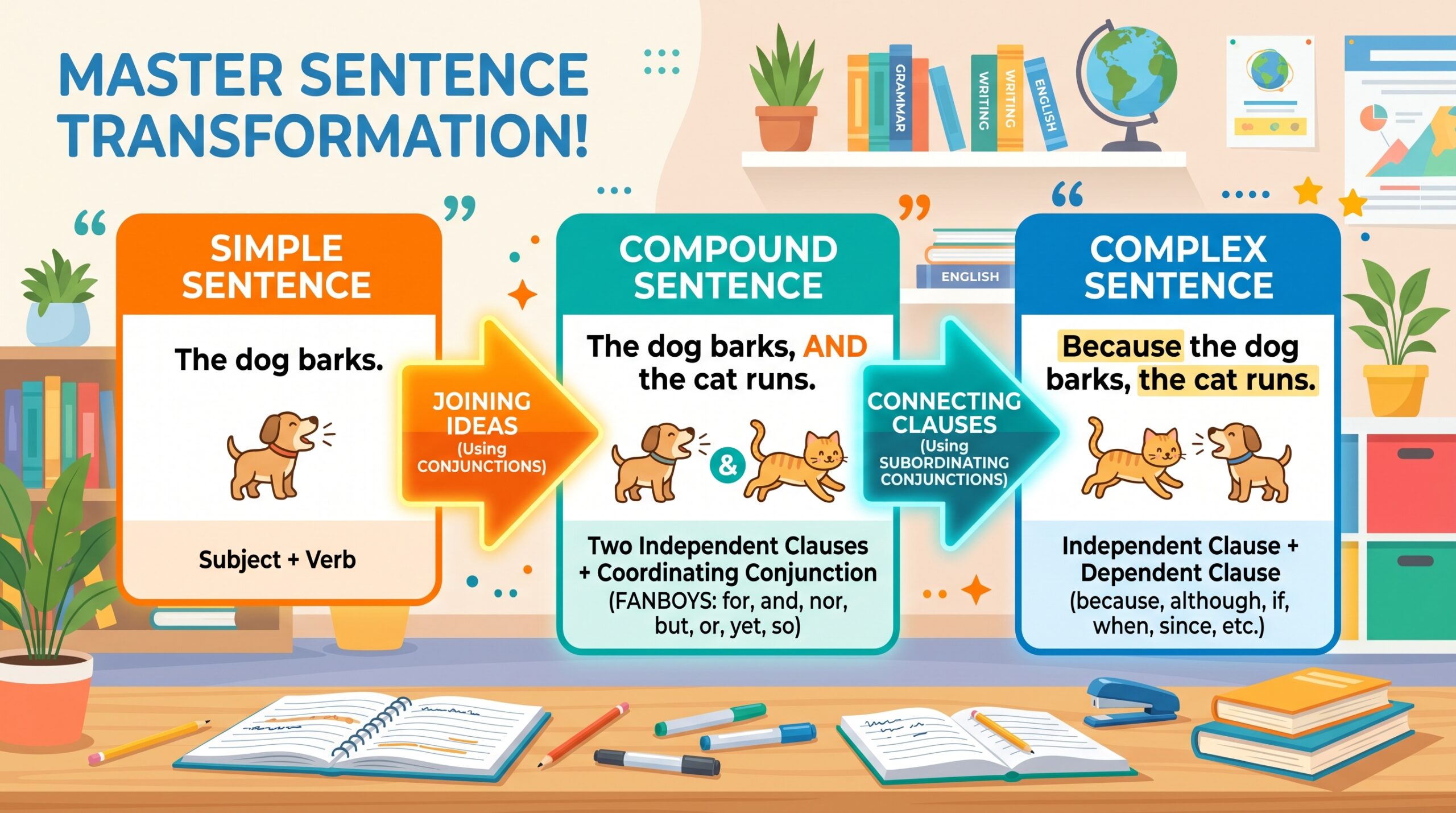 Transformation of Sentences in English: Rules, Types, and Examples