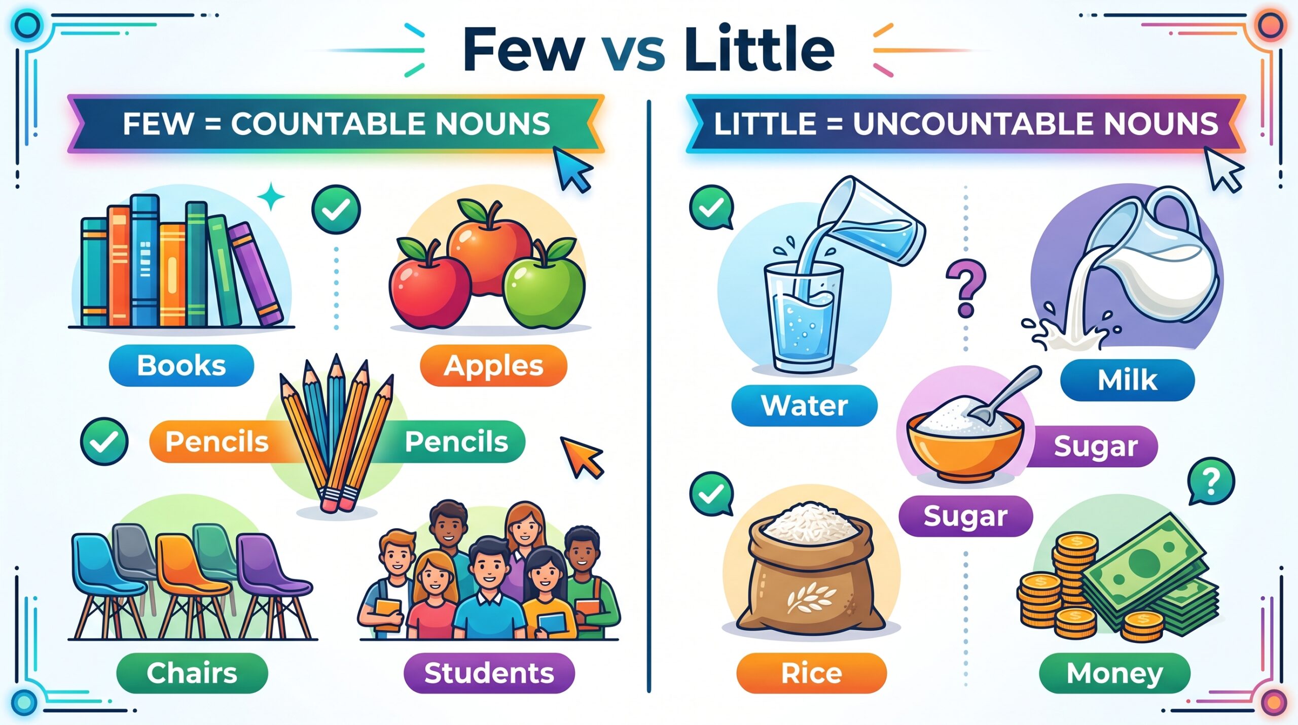 Few vs Little Differences, Rules, and Examples in English Grammar